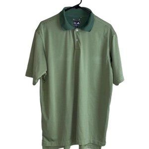 Adidas Polo Shirt Clima Cool Tech Green Solid Striped Short‎ Sleeves Mens Size L